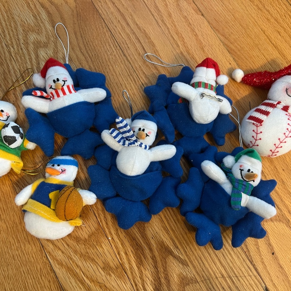 Sports snowman & pin ornaments